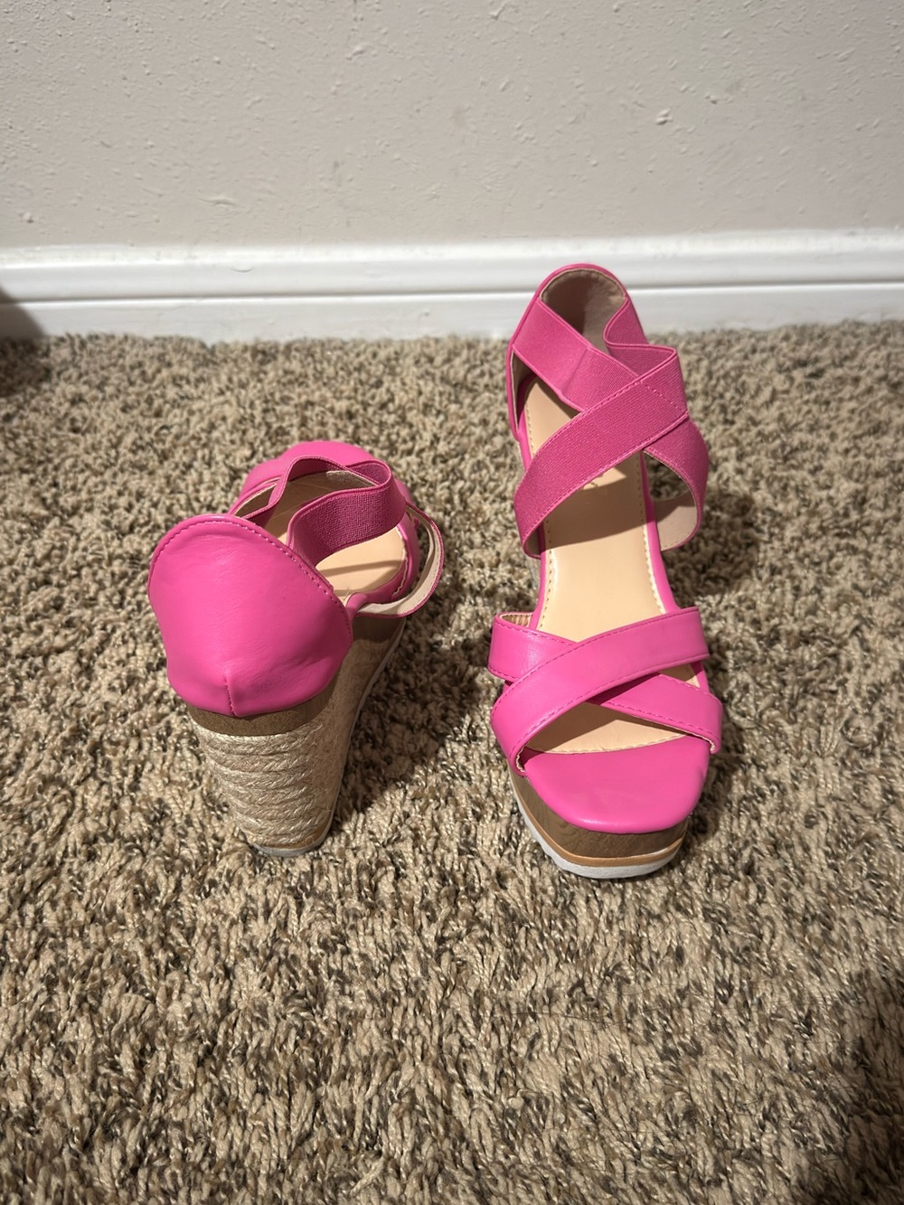 Mudd Hot Pink Crisscross Platform Wedge Sandals